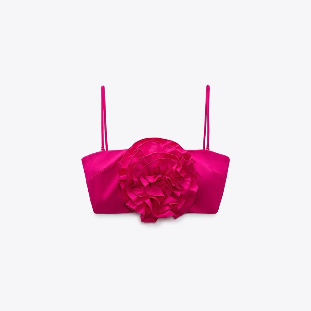 Vibrant Pink Floral Bikini Top